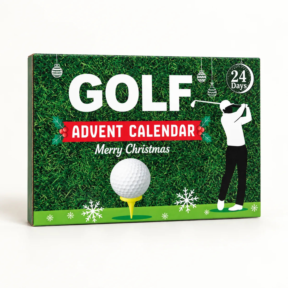 Framsidan av golf adventskalendern: GOLF Advent Calendar, Merry Christmas, 24 Days